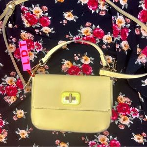 LDT Jill Baguette Shoulder Bag! New with Tags! Beautiful Yellow w/ Pink Liner